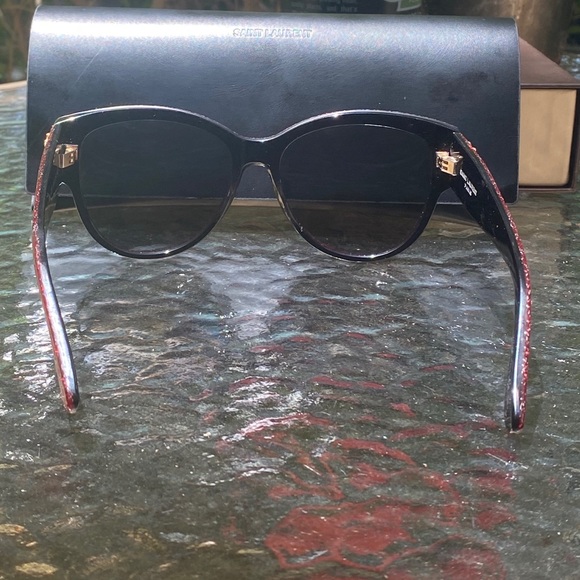YVES SAINT LAURENT Red Glitter YSL Gold Sunglasses - Picture 7 of 16